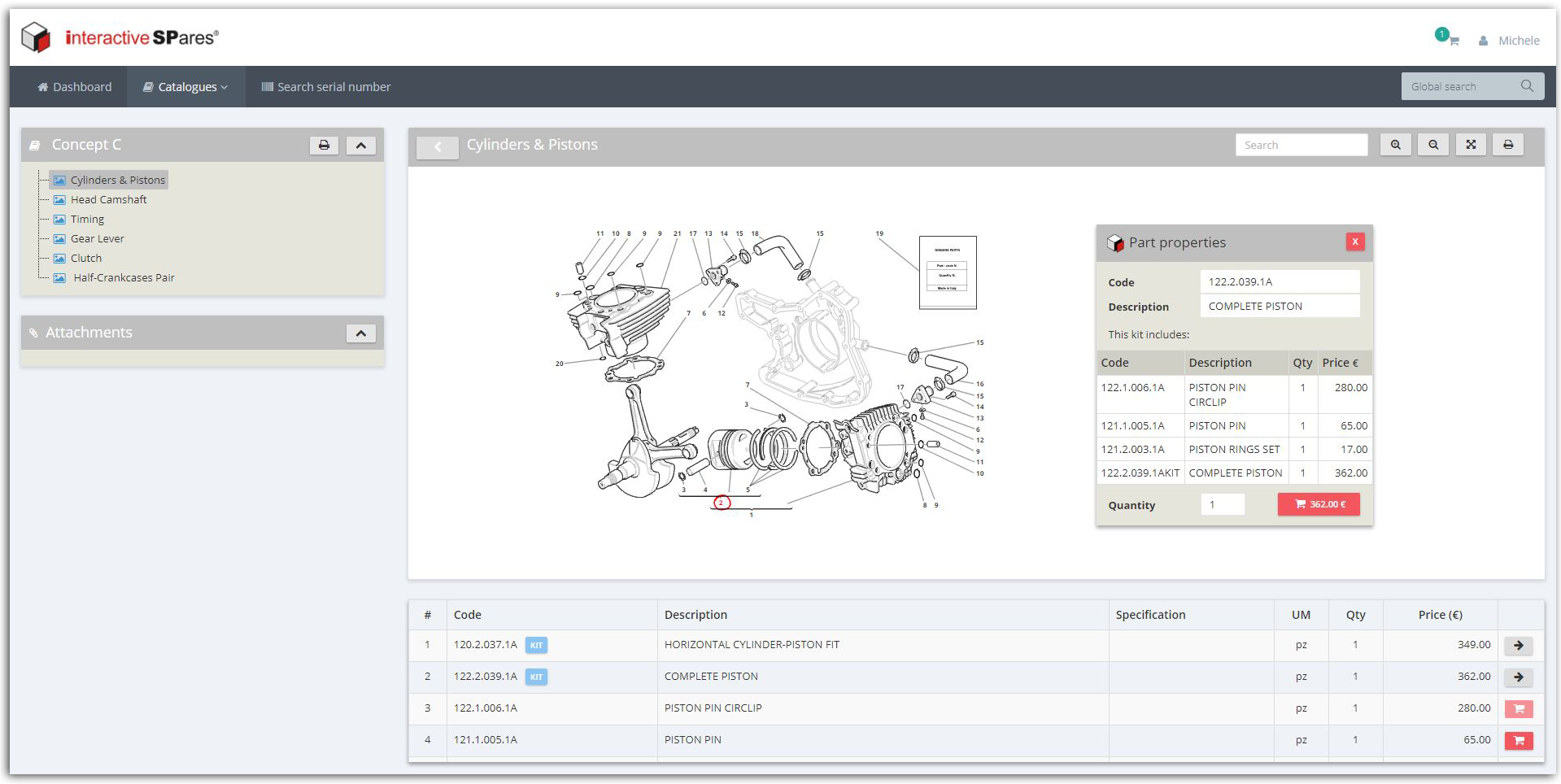 Interfaccia software creazione tavole ricambi interattive - InteractiveSpares.com