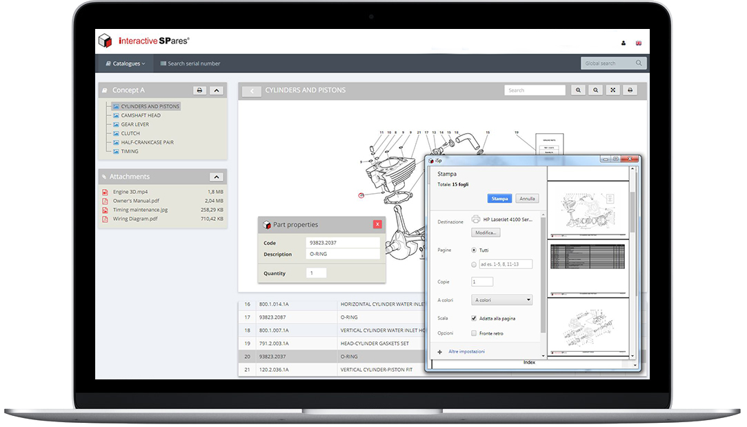 print spare parts catalogue with Interactive SPares