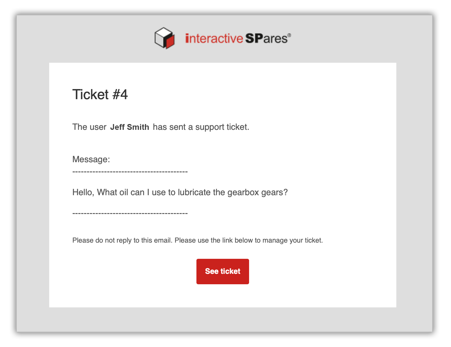 Ticket mail software - InteractiveSPares.com